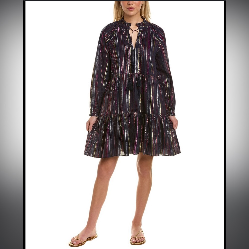 ROLLER RABBIT Rainbow Lurex Janni Foil Color Longsleeve Dress S